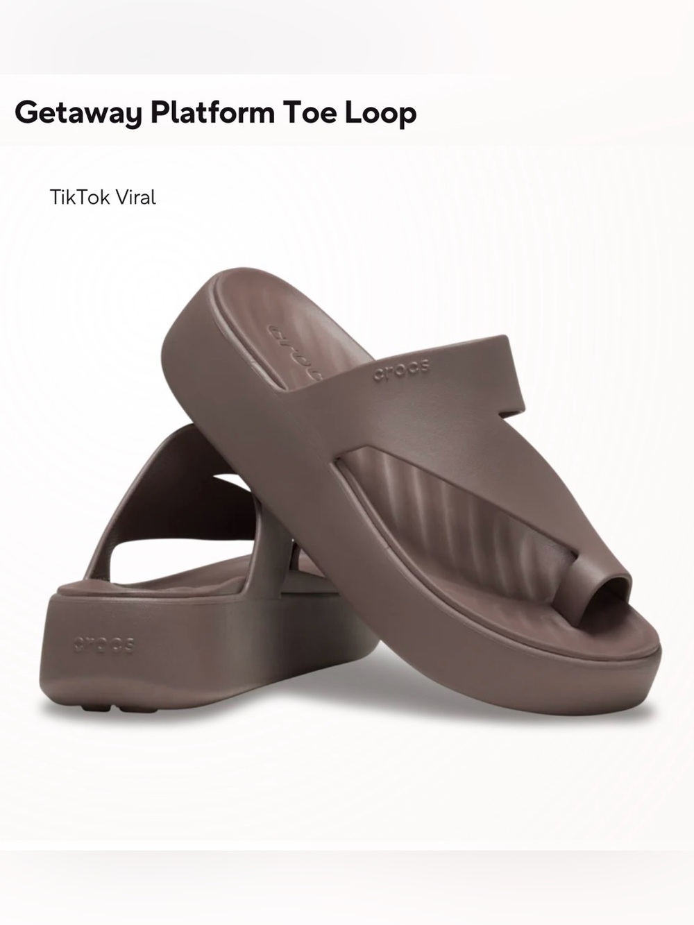 CROCS Women’s Platform Toe Loop Sandals in Truffle